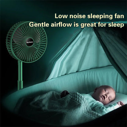 🌬️ Rechargeable Telescopic Folding Fan – Portable USB Desk & Floor Fan with Adjustable Height