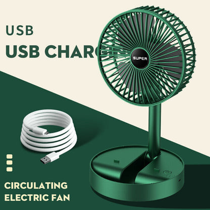 🌬️ Rechargeable Telescopic Folding Fan – Portable USB Desk & Floor Fan with Adjustable Height