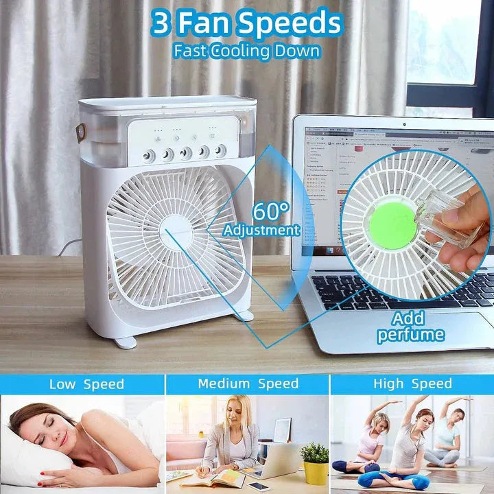❄️ Beat The Heat Anywhere – Portable Mini Air Cooler Fan With 3-Speed Cooling