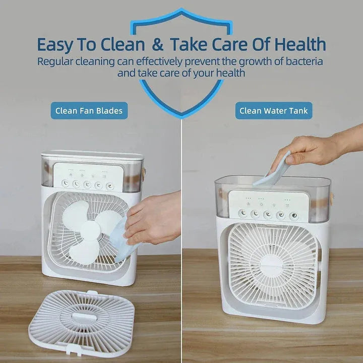 ❄️ Beat The Heat Anywhere – Portable Mini Air Cooler Fan With 3-Speed Cooling