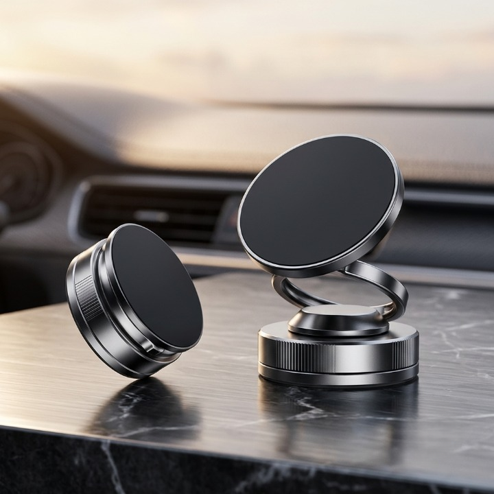 Vacuum Adsorption Magnetic Phone Holder & 360° Rotatable Car Mount Bracket